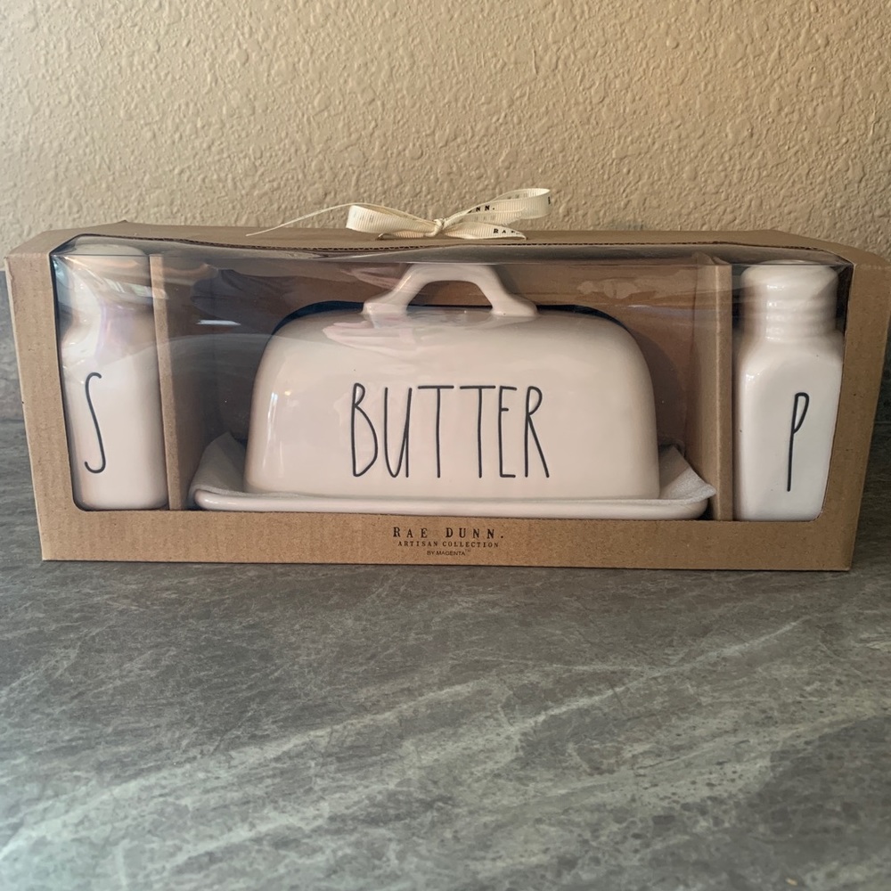 Rae Dunn Butter Salt & Pepper Set